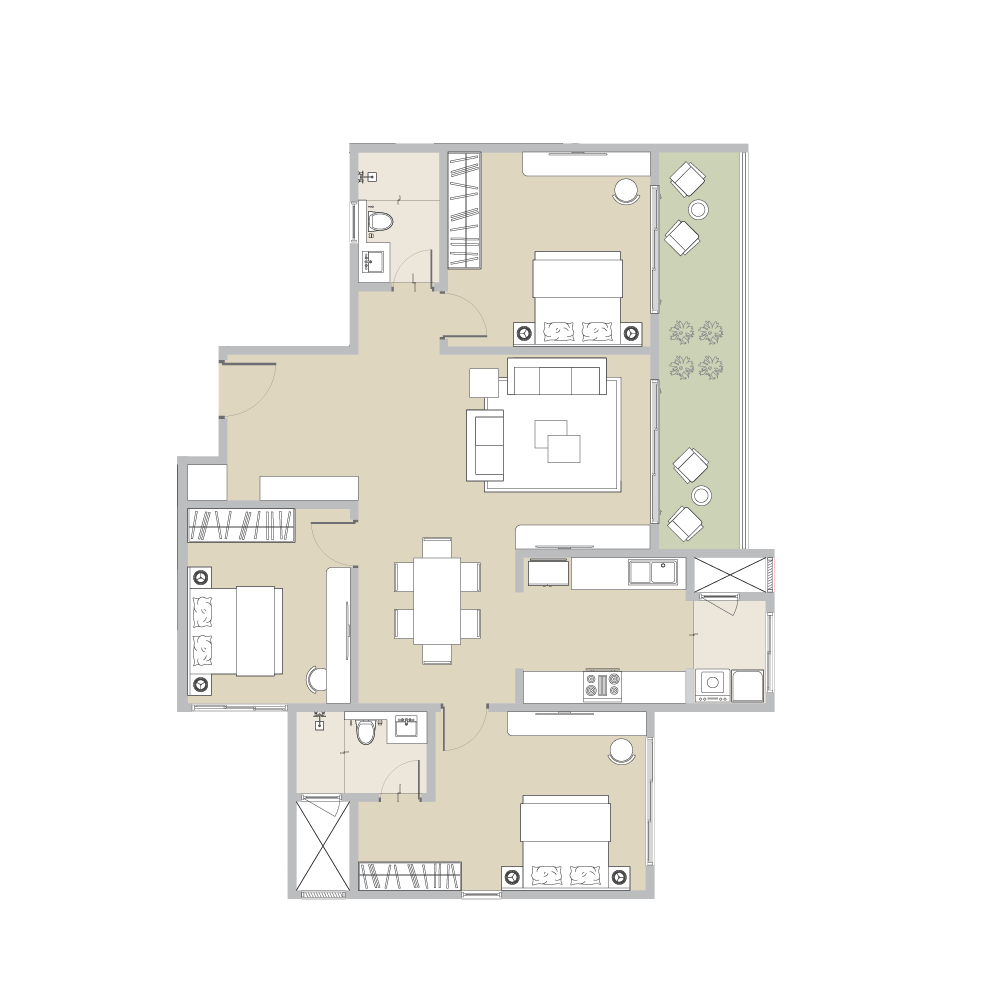 3 BHK Floor Plan